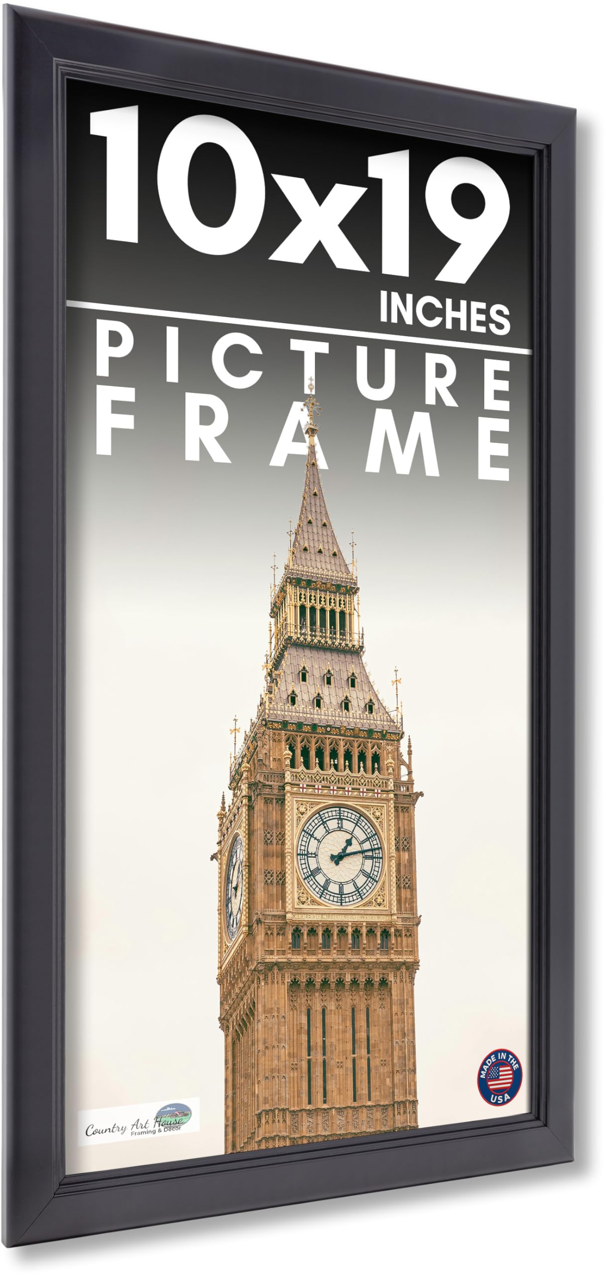 Amazon.com - CountryArtHouse 10x19 Frame Black Solid Wood Picture
