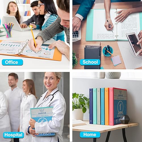 Miniatura 6 de SEEKIND - Carpeta de 3 anillos de 1 pulgada con capacidad para papel de hasta 85 pulgadas y 11 pulgadas funda transparente personalizable para el