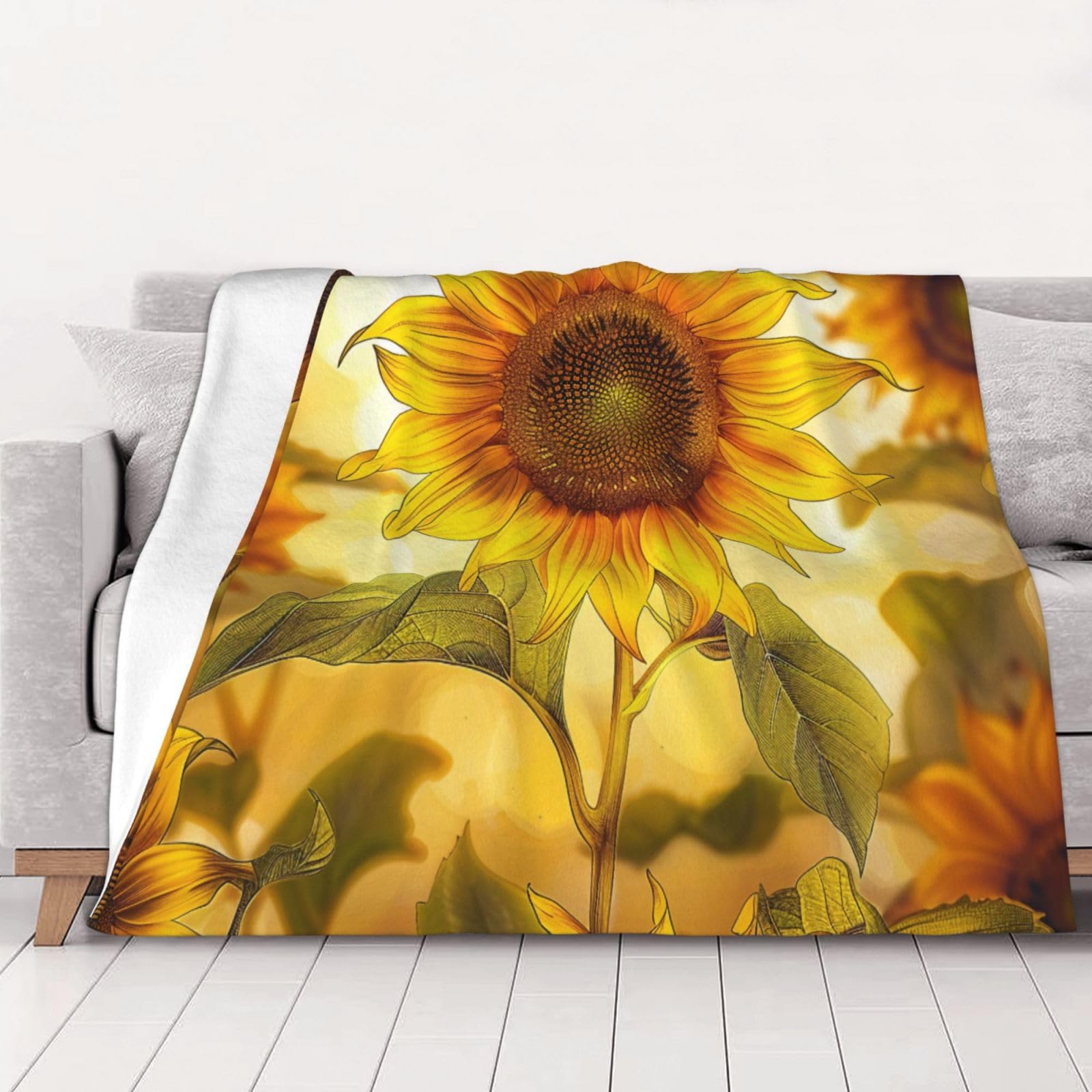 Plaid flanelle tournesol pour des soirées cocooning chaleureuses au salon