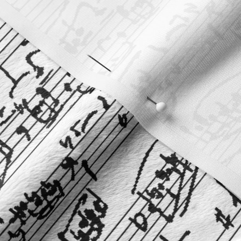 Spoonflower Fabric - Hand Music Small Notes Musical Symphony Musician Printed on Minky Fabric by The Yard - Sewing Baby Blankets Quilt Backing Plush