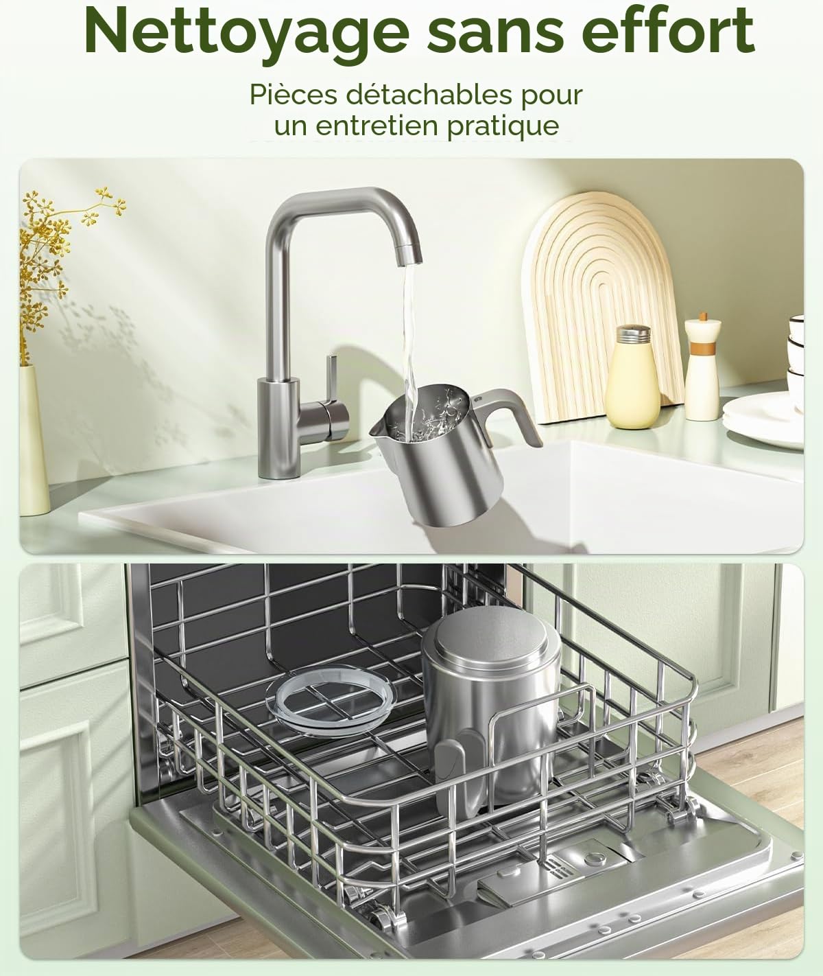 Maestri House BasicFro 500 Mousseur à lait électrique 4 en 1 600 W Smart Touch Control pour chaud et froid, fonction mémoire pour latte, lait chaud, chocolat chaud, lait