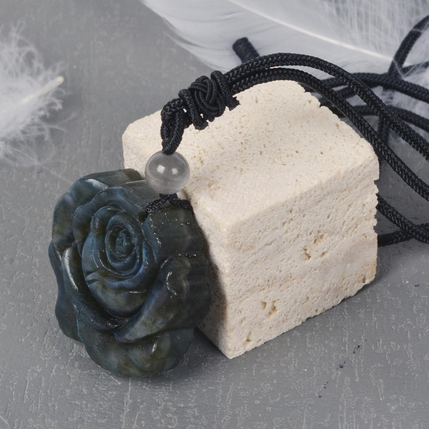 Natural Labradorite Pendant Necklace for Unisex Crystal Stone Amulet Necklace with Adjustable Cord 18 to 28 inch - Image 3