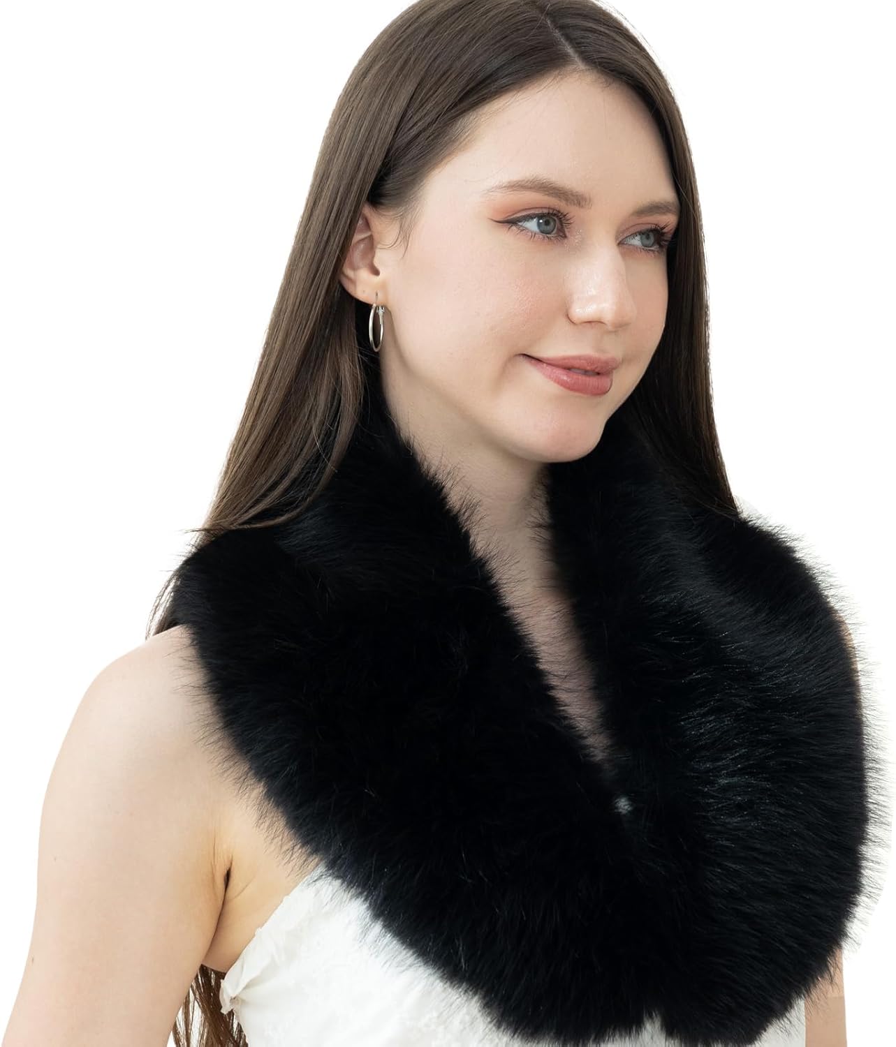 55 Inch Womens Faux Fur Scarf Neck Collar Warmer Stole Shawl Lady Evening Scarf Wrap for Cold Winter - Image 3