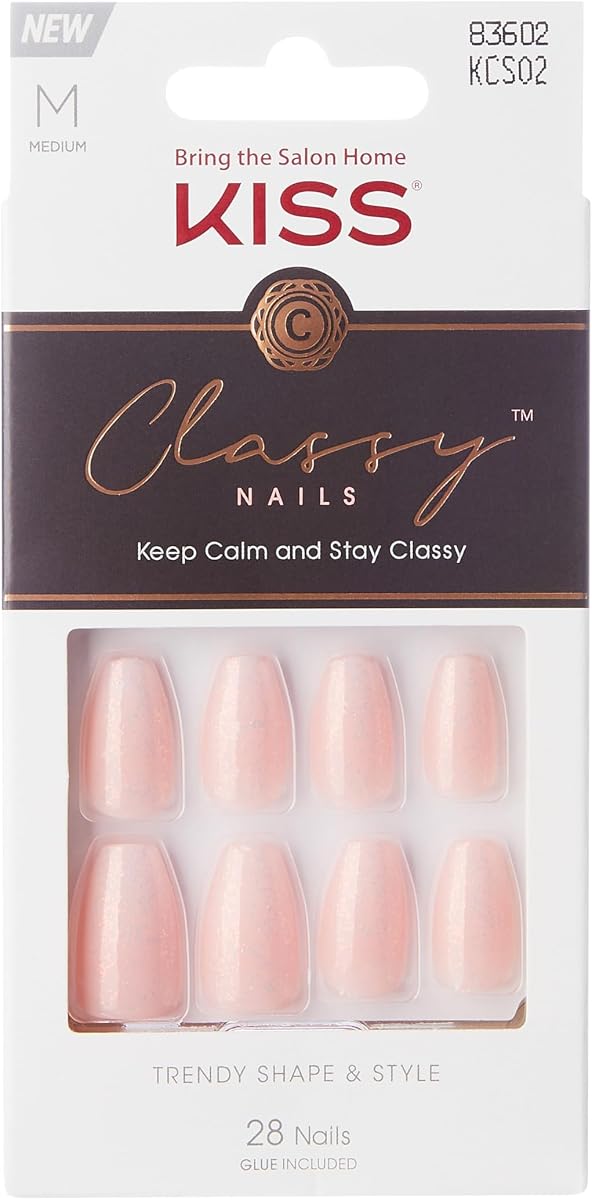 Elegante kit de manicura de uñas francesa con acabado en gel, mediano, en forma de ataúd, incluye pegamento para uñas rosa (peso neto 2 g/0,07 oz), mini lima de uñas, barra de manicura, 28 uñas postizas, lo acogedor se encuentra con lo lindo, 28 unidades