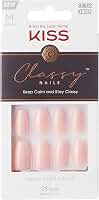 KISS Kit de manicure francês clássico com acabamento em gel, médio, em forma de caixão, inclui cola de unha rosa (peso líquido de 2 g), mini lixa de unha, bastão de manicure, 28 unhas falsas