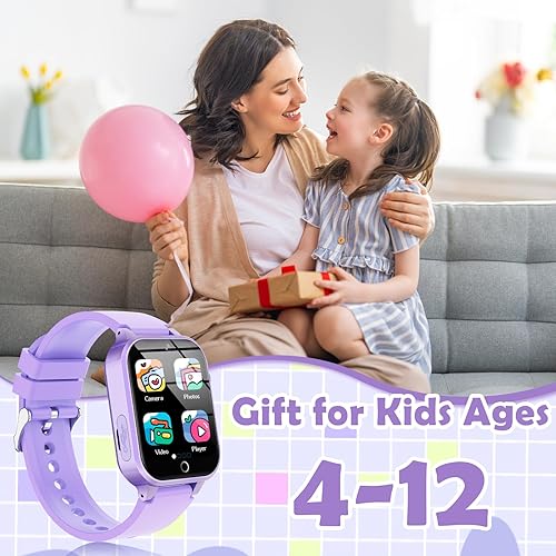 Miniatura 37 de Luyiilo Reloj inteligente para niños, reloj inteligente para niños, juguetes con 26 juegos de rompecabezas, pantalla táctil, cámara HD, reloj