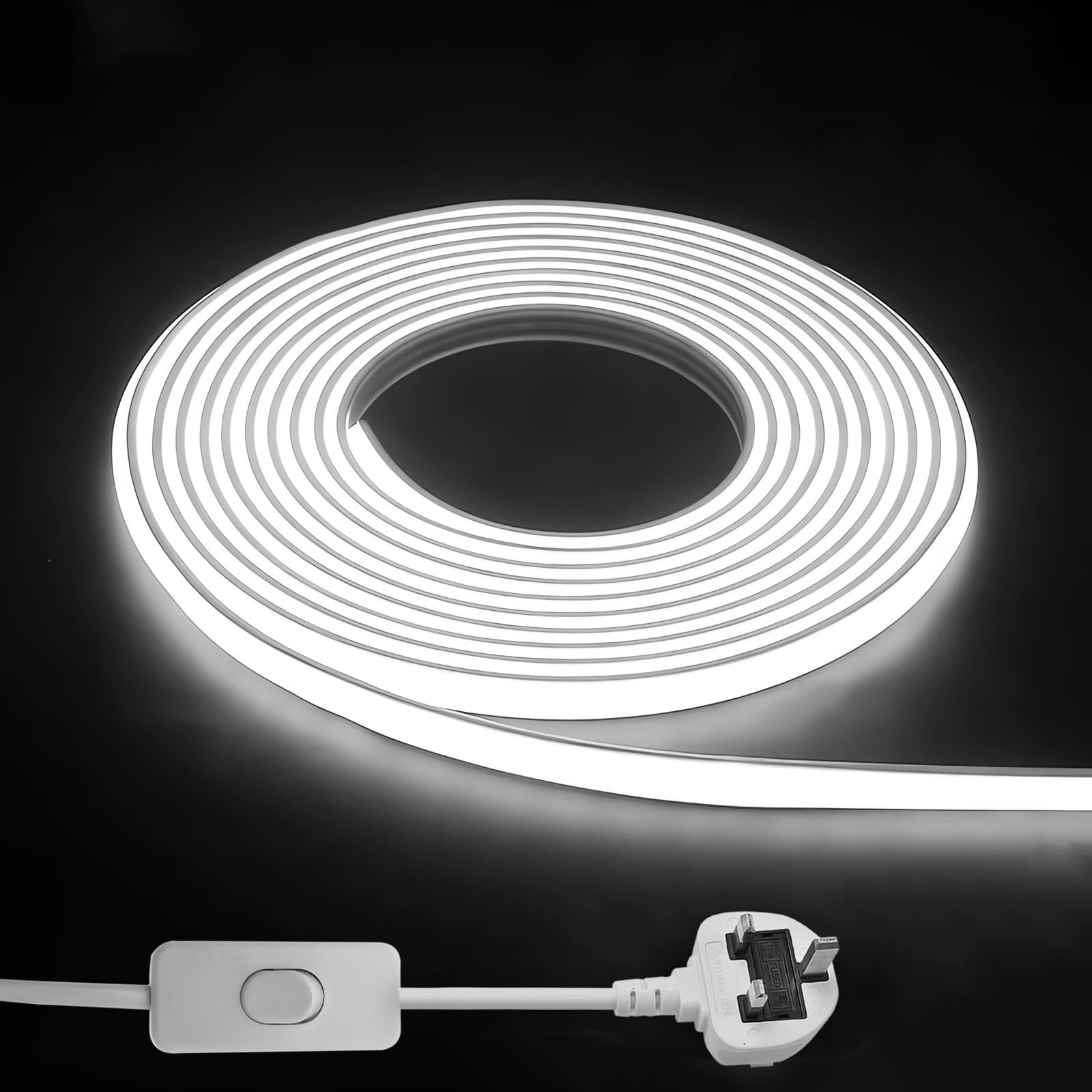 STHomedeco IP65 Waterproof LED Strip Light, 220V Outdoor Flexible COB Light Strip with Adhesive Backing, Illumination for Indoor and Outdoor Decoration (6000K, LED Strip Light 30m)