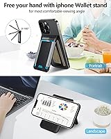 Vista 3 de 2-in-1 Magsafe Wallet, Adjustable Stand, Open ID Window, Magnetic Wallet for iPhone 17/16/15/14 Pro Max/14 Pro/14 Plus/13/12 Series, 9 Cards Holder