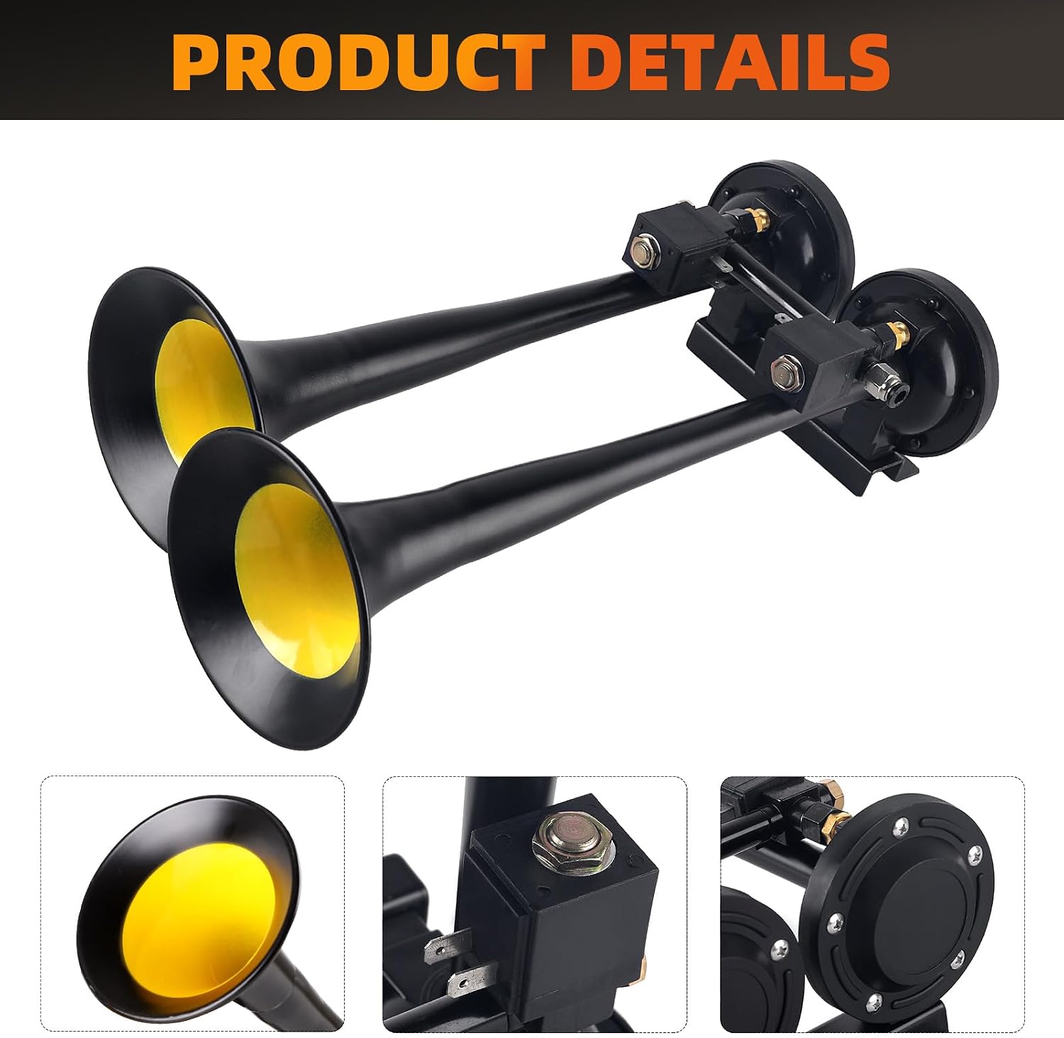 Musical Car Horn with Controller, 12V 10-Tone Dual Horns Kit, High/Low Tone Waterproof Motor Horn for Motorcycle, Car, Pickup, Truck, Loud Motorcycle Horns Replacement Electronic Components