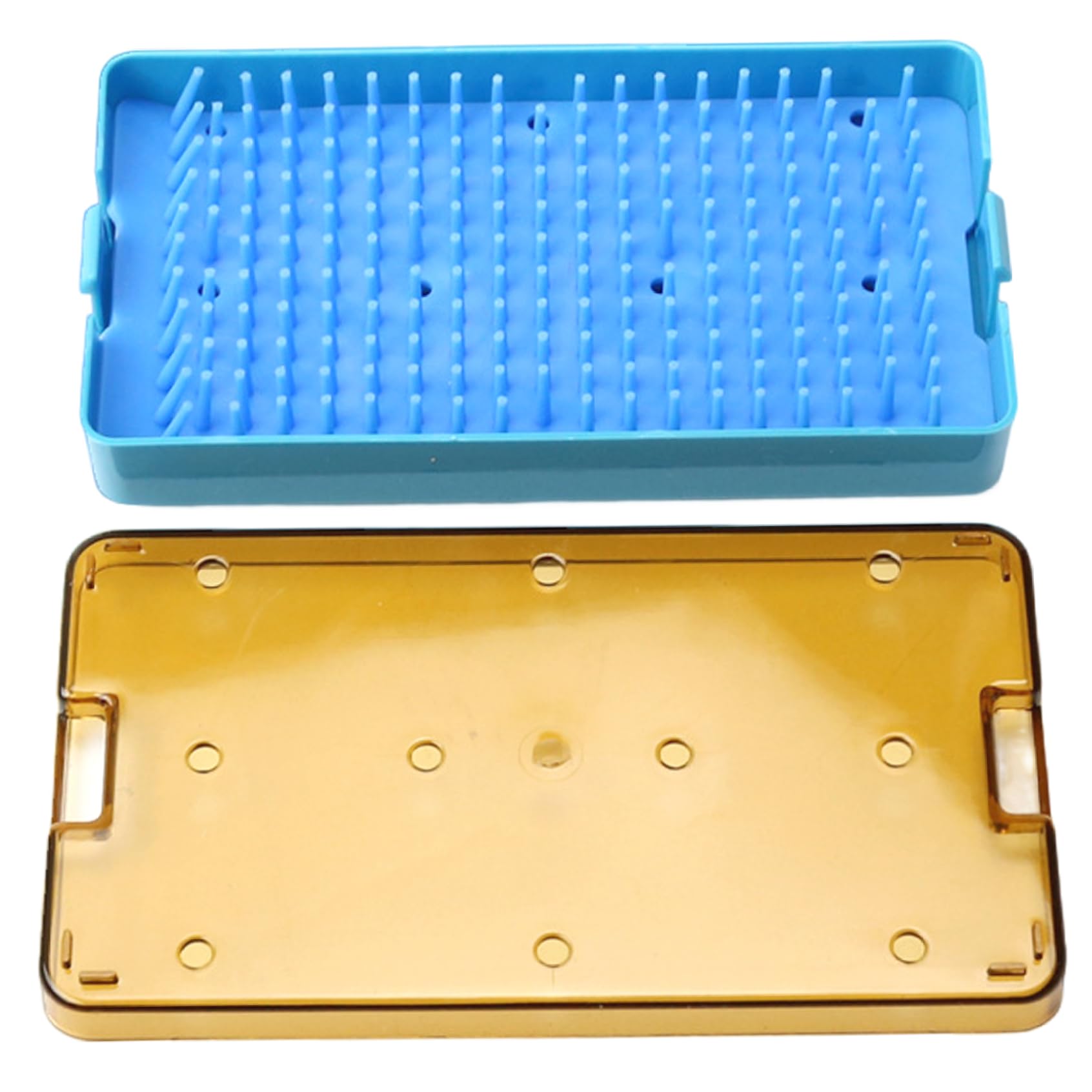 Instrumento dental Caso esterilizat | Bandeja de esterilización Instrumentos autoclavables de plástico Caja de esterilizador con estera de silicona 6.3x3.5x0.8 Caja de almacenamiento de esterilizació