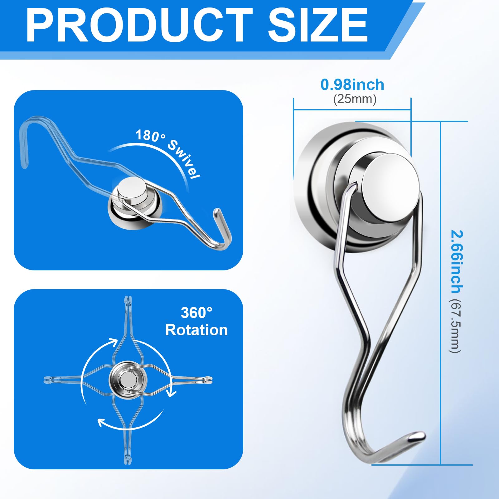Heavy Duty Magnetic Hooks - 10 Pack -2