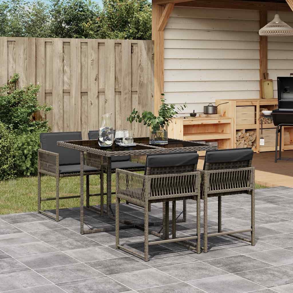 vidaXL Set da Pranzo da Giardino 5 pz con Cuscini in Polyrattan Grigio