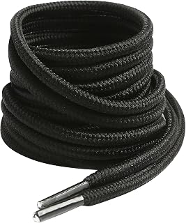 VSUDO 2 Pairs Heavy Duty Round Boot Laces 5/32" - Durable Metal Aglets for Hiking Work Boots