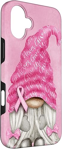 Miniatura 60 de iPhone 15 - Soporte rosa contra el cáncer con gnomo para el caso de concientización sobre el cáncer de mama