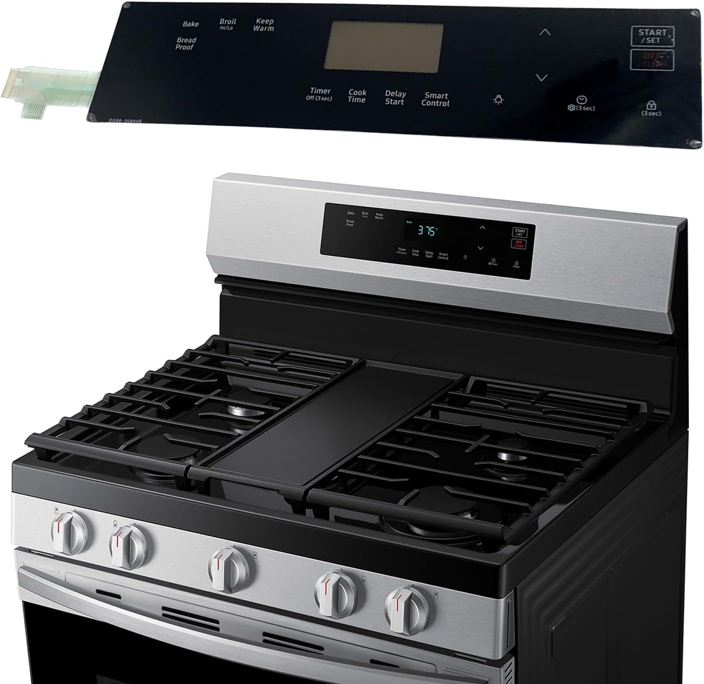 Upgraded DG96-00850E Range Membrane Switch Touchpad Control Panel Compatible with Sam-Sung Gas Ranges Ovens NX60A6111SS,NX60A6111SS/AA-00,NX60A6111SB/AA-00, Replaces 4976816,AP7192051,PS16736760