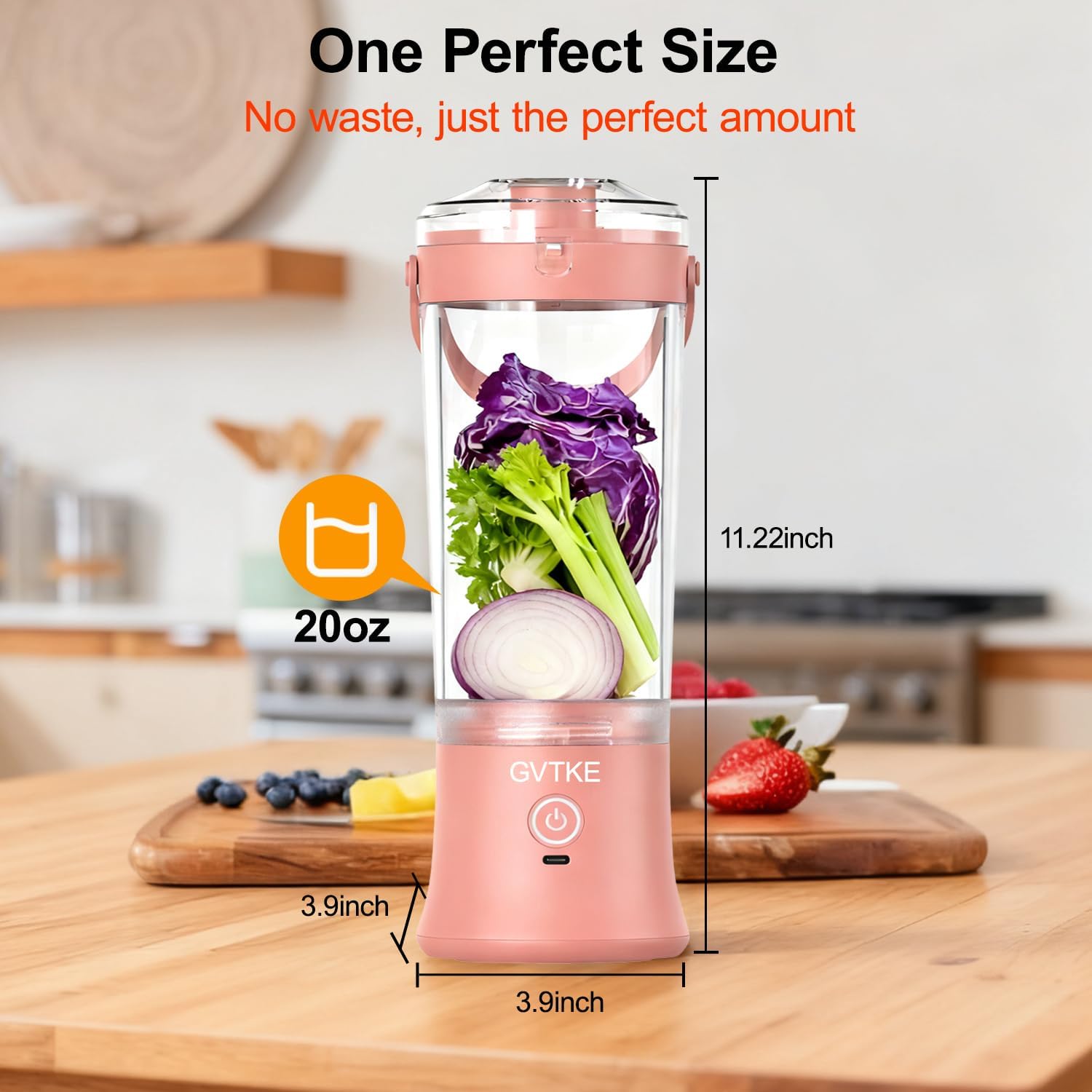 Portable Blender Dual Mode 18000RPM 20Oz Blending Cup Ice Crushing Smoothie Frozen Fruit Mini Home Gym Travel(Pink)