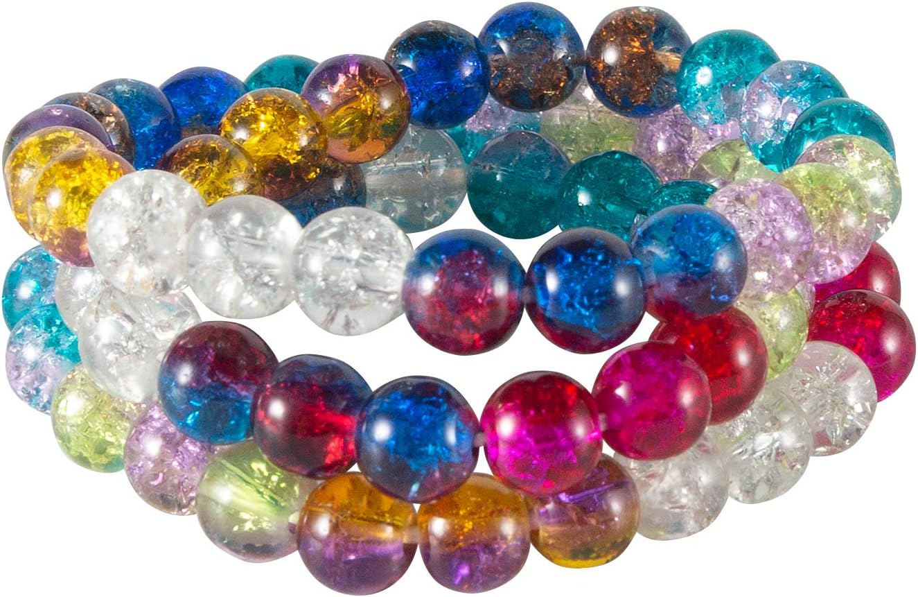 Deoot 400 PCS Glass Beads 8mm Handcrafted Crackle Lampwork Round Beads for Jewelry Making,8 Colors