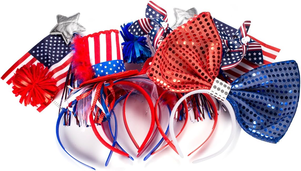 Fourth of July Head Band Bopper Patriotic Star Red White and Blue Headbands for Kids Women Man Party supplies