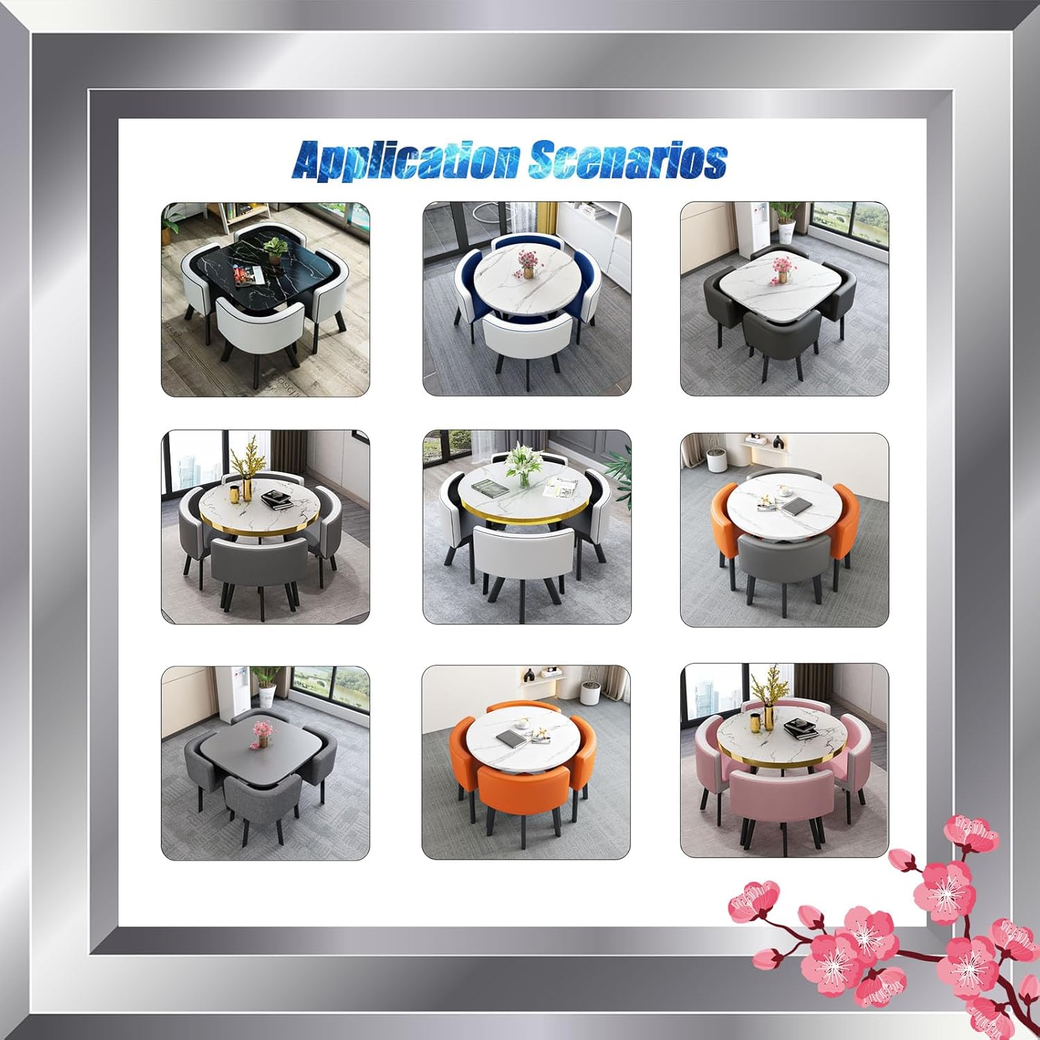 1 Table and 4 Chairs 5 Piece set, Round Furniture Table and Chair Set Round Conference Table, Round Breakfast Bar, Kitchen Dining Table Set for Kitchen, Dinning Room #19... - Image 2