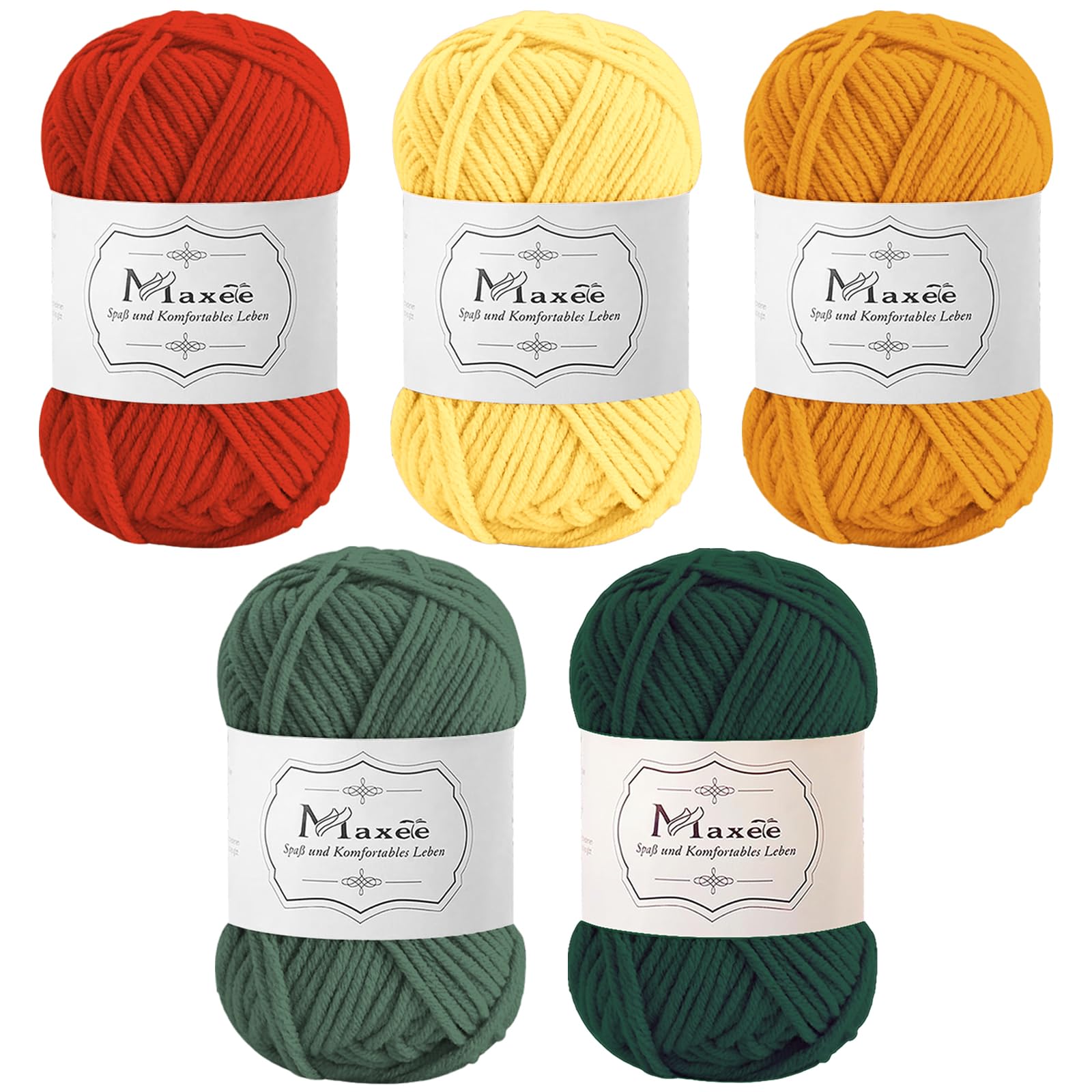 Maxee Häkelgarn 500g (50g*10 Farbe), Acryl Wolle Zum Stricken, Garn zum Häkeln und Stricken, Hand Knitting Yarn Set, Handstrickgarn Baumwollgarn für Häkeln, Wolle zum Stricken und Kunsthandwerk