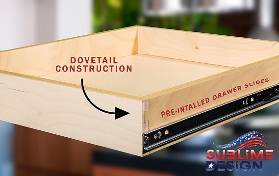 Sublime Design - Standard Size - Pull Out Kitchen Drawers | Slide Out Shelves for Kitchen Cabinets | Pull Out Home Organizer (Bottom Mounting, 23 Inch W/Drawer Slides (22 Drawer Box))