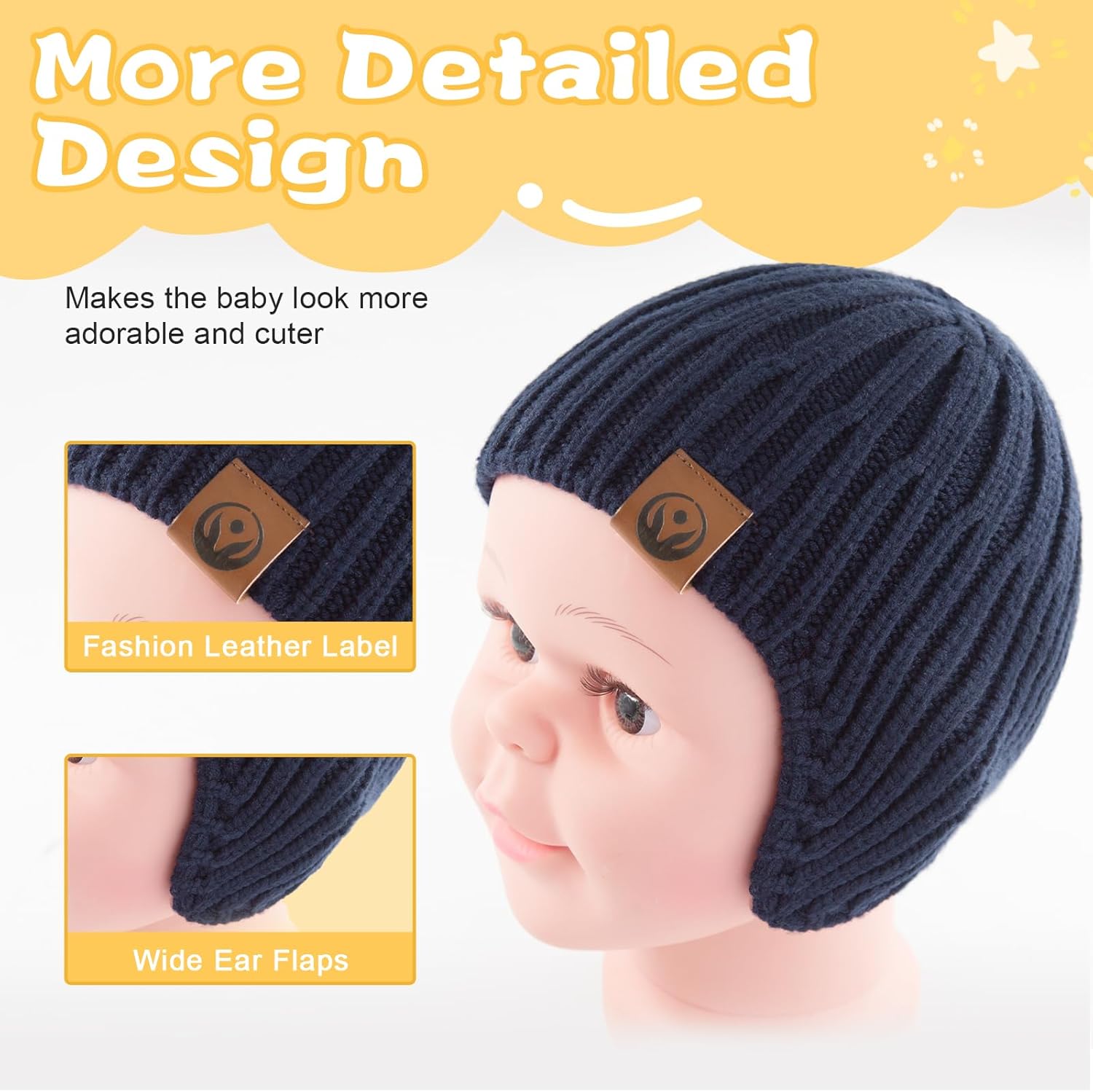 Baby Winter Hat Kids Knit Beanie with Ears Girls Warm Hats for Boy Toddler Beanies Earflap Girl Infant Hat - Image 4