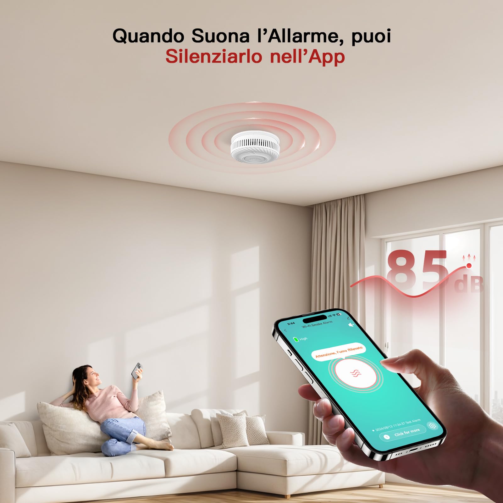 PHYSEN WiFi Rilevatore di Fumo e Monossido di Carbonio, con 10 Anni di Durata e Batteria Sostituibile, Rilevatore Combinato Intelligente Compatibile con l'App Tuya, Conforme EN14604 e EN50291, 1St