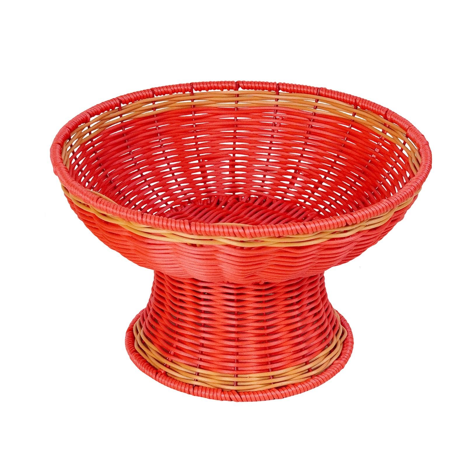 Panier à fruits tressé rouge au design artisanal pour votre table