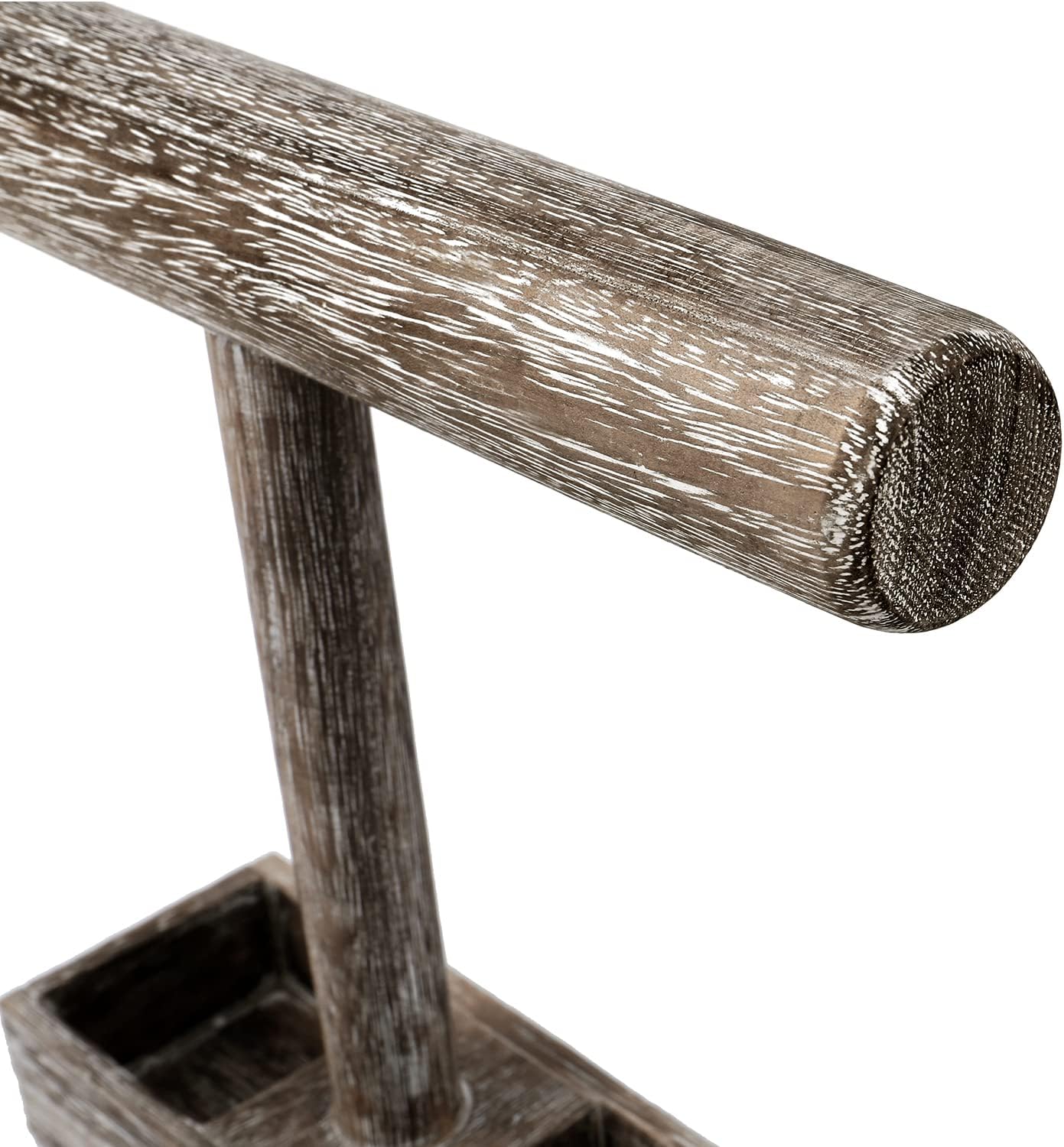 MOOCA 2Pcs Set Bracelet Bangle Holder, Table Top Necklace Wooden Jewelry Display Stand Storage Tray for Home Organization, 11 3/4" W x 2 3/4" D x 9 3/4" H, Coffee