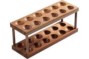 Double-Layer Acacia Wood 24-Egg Holder: Stackable Rustic Kitchen Décor