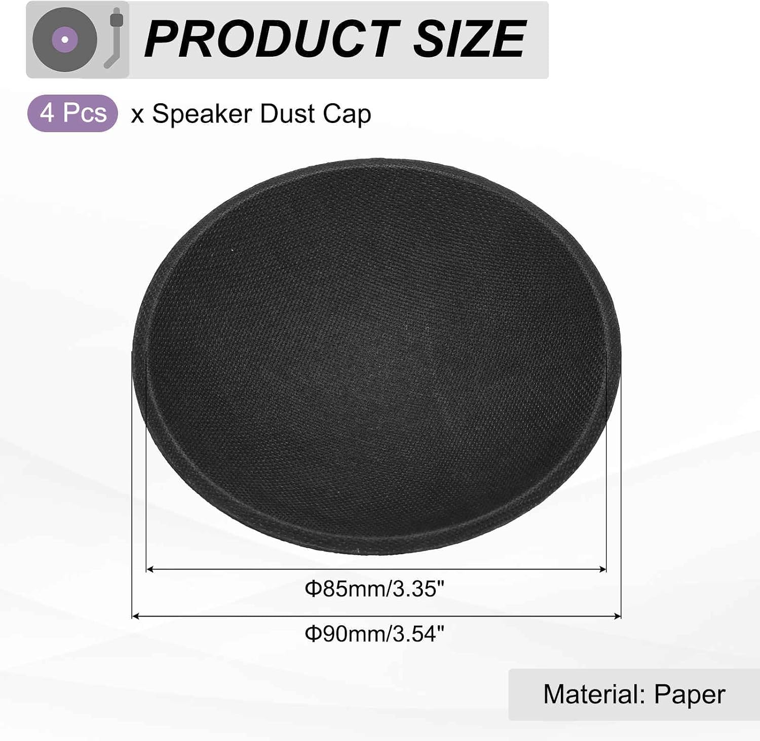 MECCANIXITY 4Pcs Speaker Dust Cap 90mm/3.54" Outer Diameter Dome Paper Cap Subwoofer Coil Cover Caps for Speaker Decoration Accessory Repair