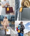 Alphabet Luggage Tags, 3 Pack Yellow Initial Bag Tags with Privacy Cover & Replaceable ID Card, Faux Leather Suitcase Tags for Travel, Flights & Cruises