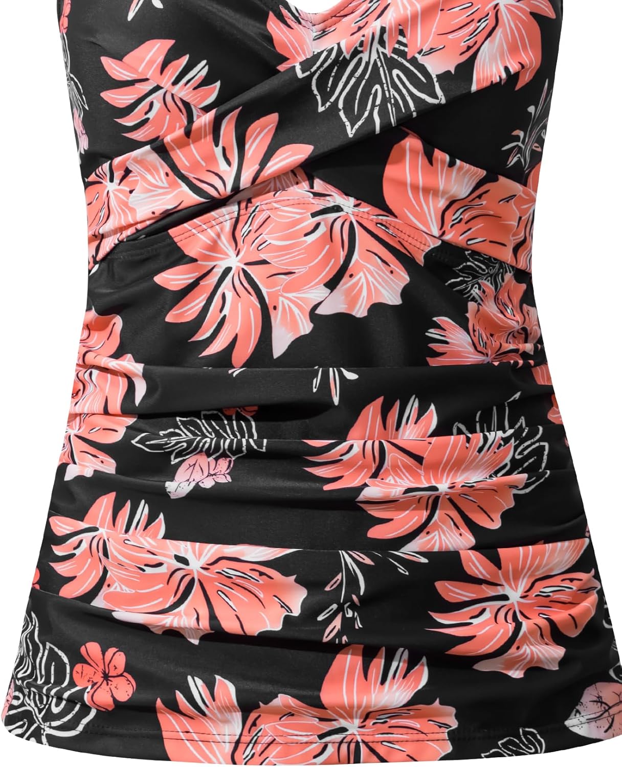 Fanuerg Tankini Top Only Twist Front Bathing Suit Tops for Women Tummy Control Tank Tops V Neck Swimsuit Top No Bottom - Image 2