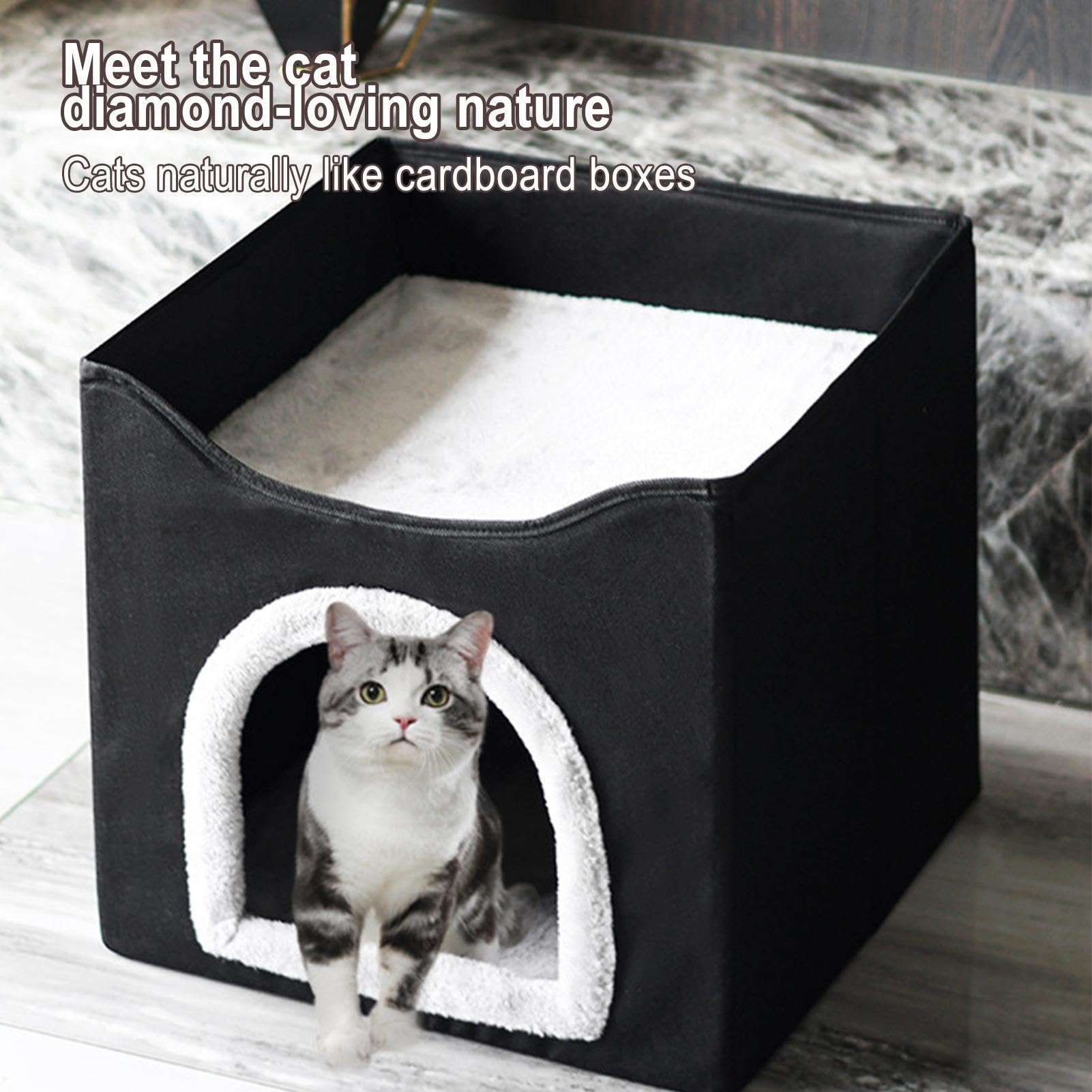 Cubo pieghevole per gatti, casa a pieghevole per cani, canile decorativo | per animali domestici, accessorio doppio strato, casa a per gatti
