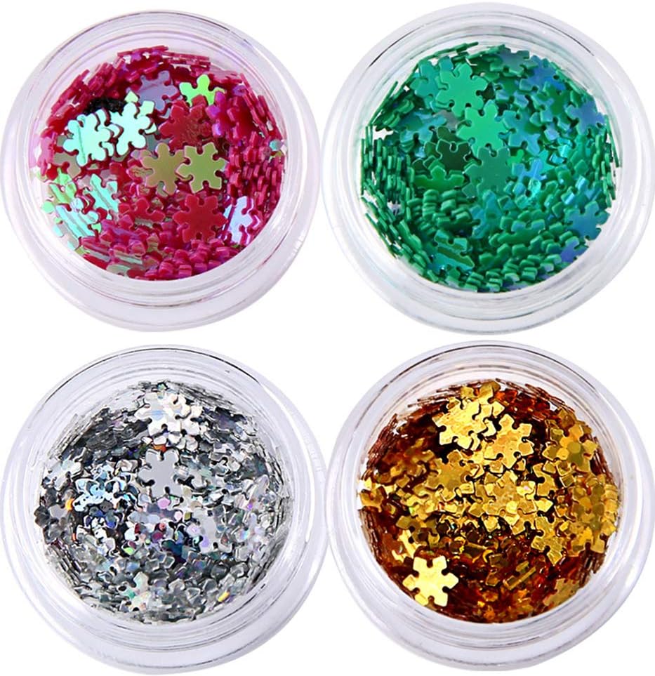Nail Art Christmas Snowflake 3D DIY Sequins Glitter Manicure Decorations Decals Tips