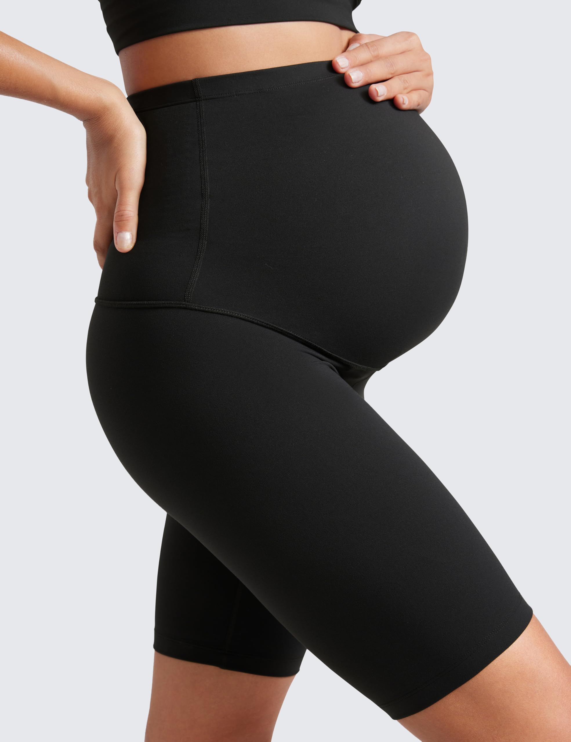 CRZ YOGA Damskie szorty ciążowe Butterluxe Biker Shorts zakrywające brzuch 8" - odzież sportowa do ćwiczeń jogi w ciąży
