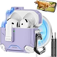 Vista 15 de Funda compatible con AirPods Pro 2ª/1ª, bloqueo automático magnético con soporte para teléfono y kit de limpieza, compatible con funda Magsafe
