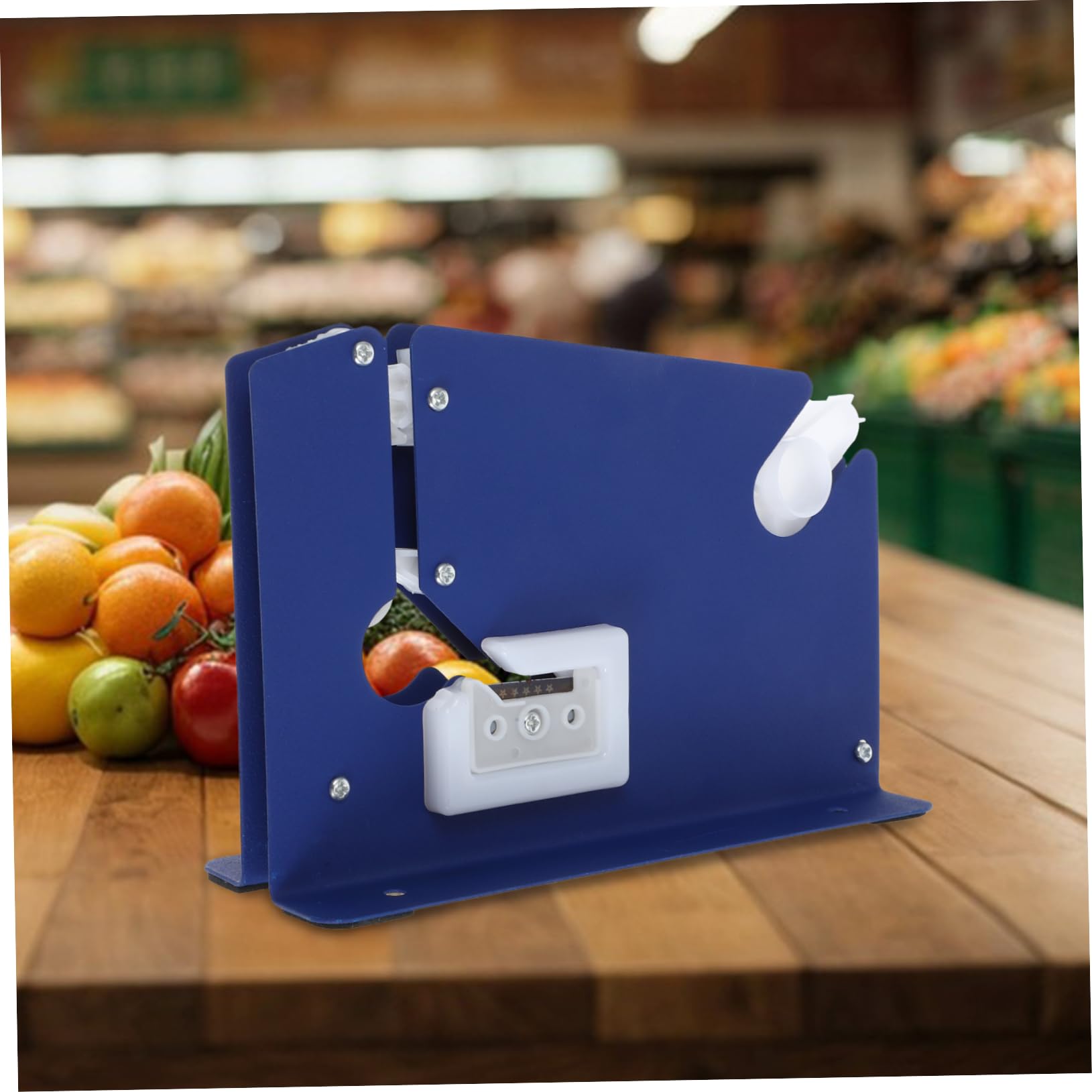 SHINEOFI Sigillatrice Manuale per Sacchetti per Supermercati in Ferro Blu Taglio Nastro Spesso per Mercati di Frutta e Verdura