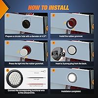 Vista 5 de Nilight Luz trasera redonda para remolque de 4 pulgadas, 2 unidades, 24 luces LED blancas de marcha atrás con ojales y conectores de montaje