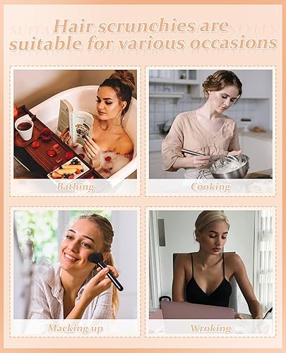 Miniatura 5 de 5 piezas de coleteros peludos - Coleteros elásticos para el cabello, bandas para el cabello con soporte para cola de caballo, accesorios para el