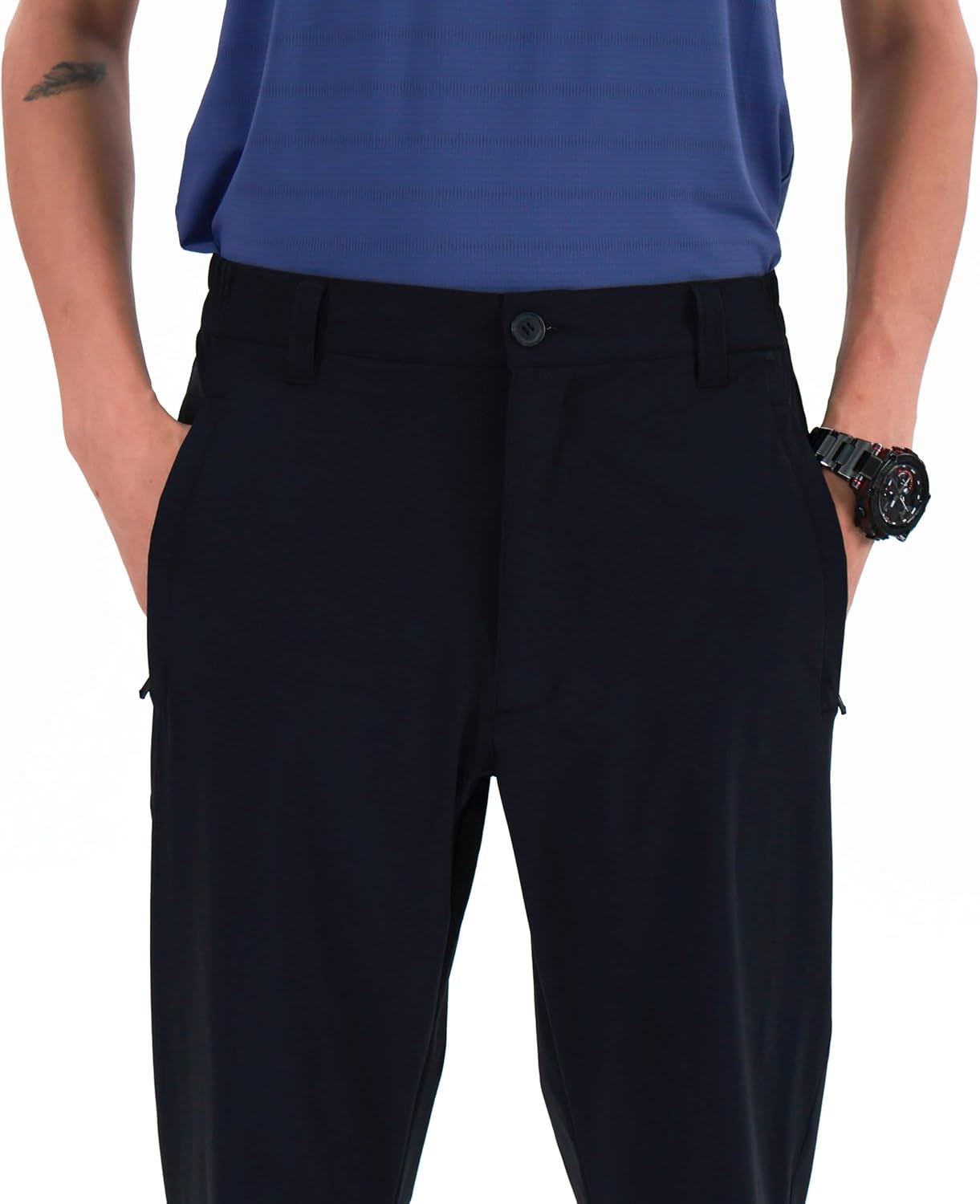 Men's High Stretch Dress Pants, Lightweight Quick Dry Casual Work Pants with Pockets, for, Golf, Daily Wear