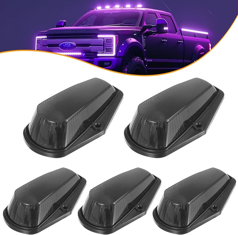 Luzes de posição do teto da cabine PSEQT LED T10 roxo fumê para Ford F150 F250 F350 1980–1997 – Kit com 5
