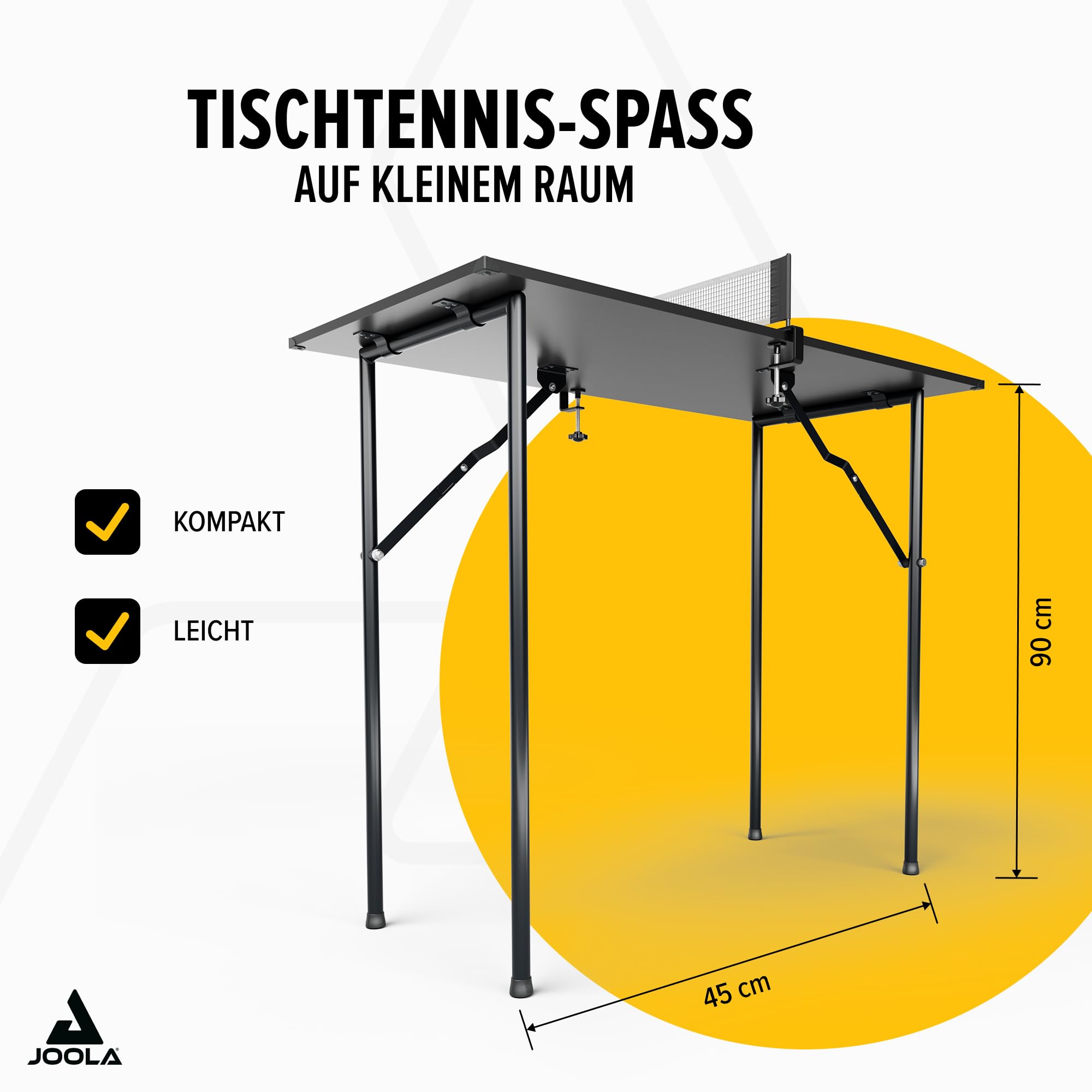 JOOLA Tischtennisplatte Mini, Indoor Tischtennistisch, Freizeittisch Inklusive Tischtennisnetz