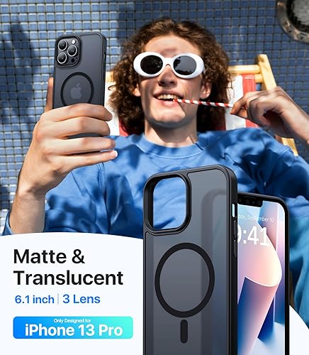 Miniatura 6 de Maozis Funda magnética fuerte diseñada para iPhone 13 Pro, compatible con MagSafe, protección contra caídas de grado militar, a prueba de golpes