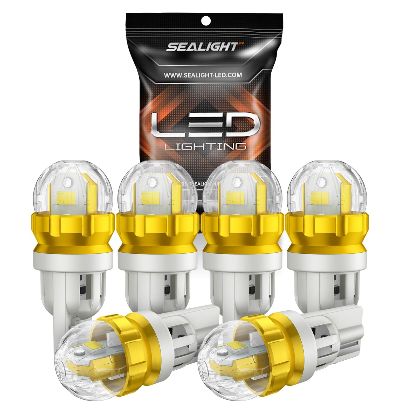 SEALIGHT 194 LED Light Bulb 6000K White 168 T10 W5W 2825 Super Bright 360° LED Replacement Bulbs 3020SMD for License Plate Light, Dome Light, Map Light, Courtesy Light, Side Marker Lights, Pack of 6