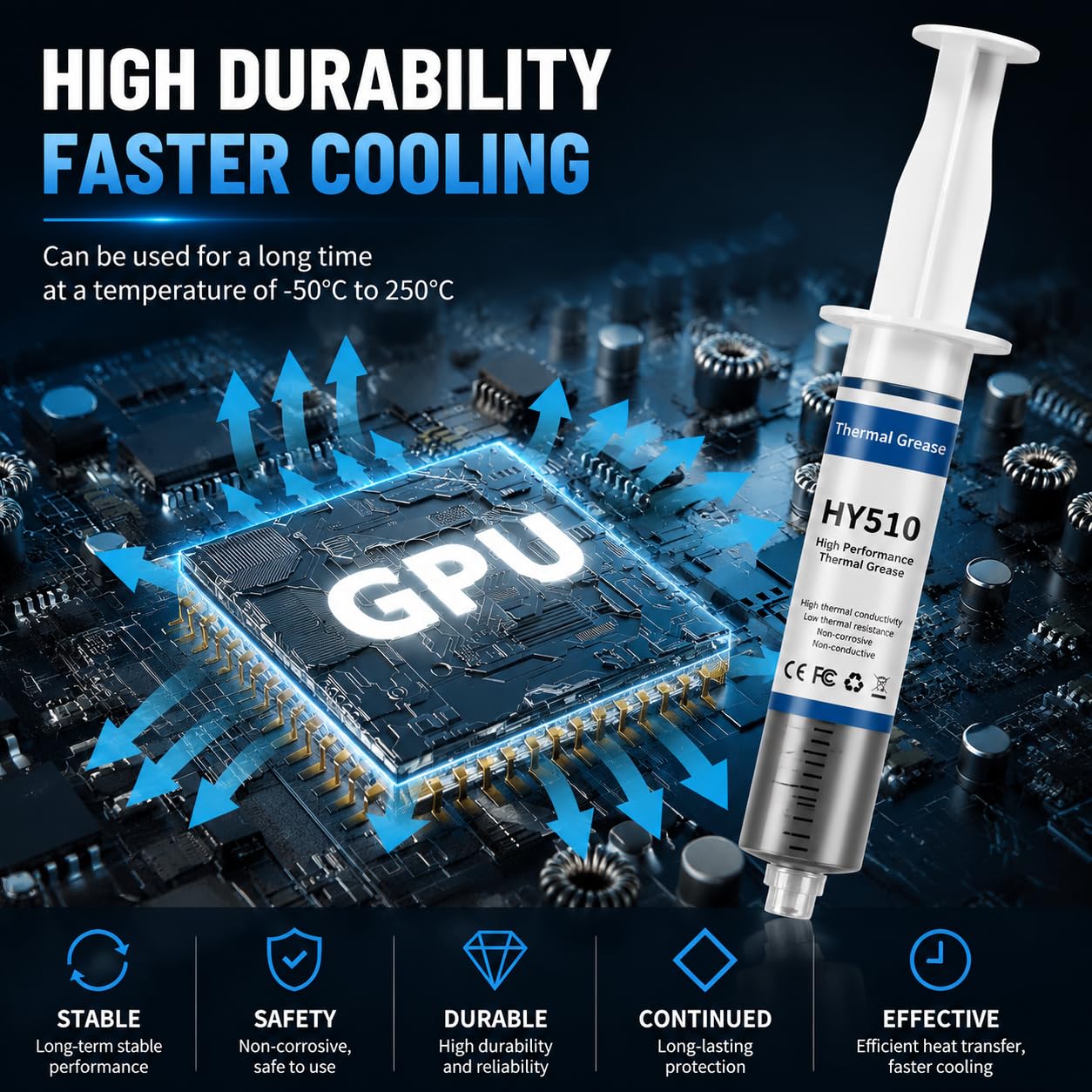 HY-510-100g (25g*4) Thermal Conductivity: >1.93W/m-k CPU Thermal heatsink Paste Silicone Grease Compound Non-Conductive for pc CPU gpu PS4 ...100 Gram