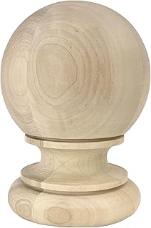 Highland Manor Wood Products Large Kline Ball Maple Wood Finial - 7" Tall x 4 7/8" Wide - Unfinished Round Wooden Finial for Indoor Use - Perfect for Staircases or Bed Posts (1 Finial)