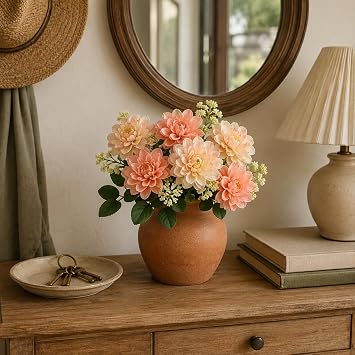 Artificial Flowers, 3 Count, Small, Silk Realistic Faux Lotus, Pink, 3 Pack, Wedding Party Decoration