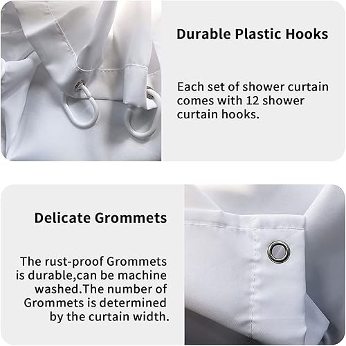 Miniatura 5 de Yeele Cortina de ducha de eucalipto, cortina de ducha de acuarela verde y blanco, cortina de ducha de poliéster impermeable, pequeña cortina de