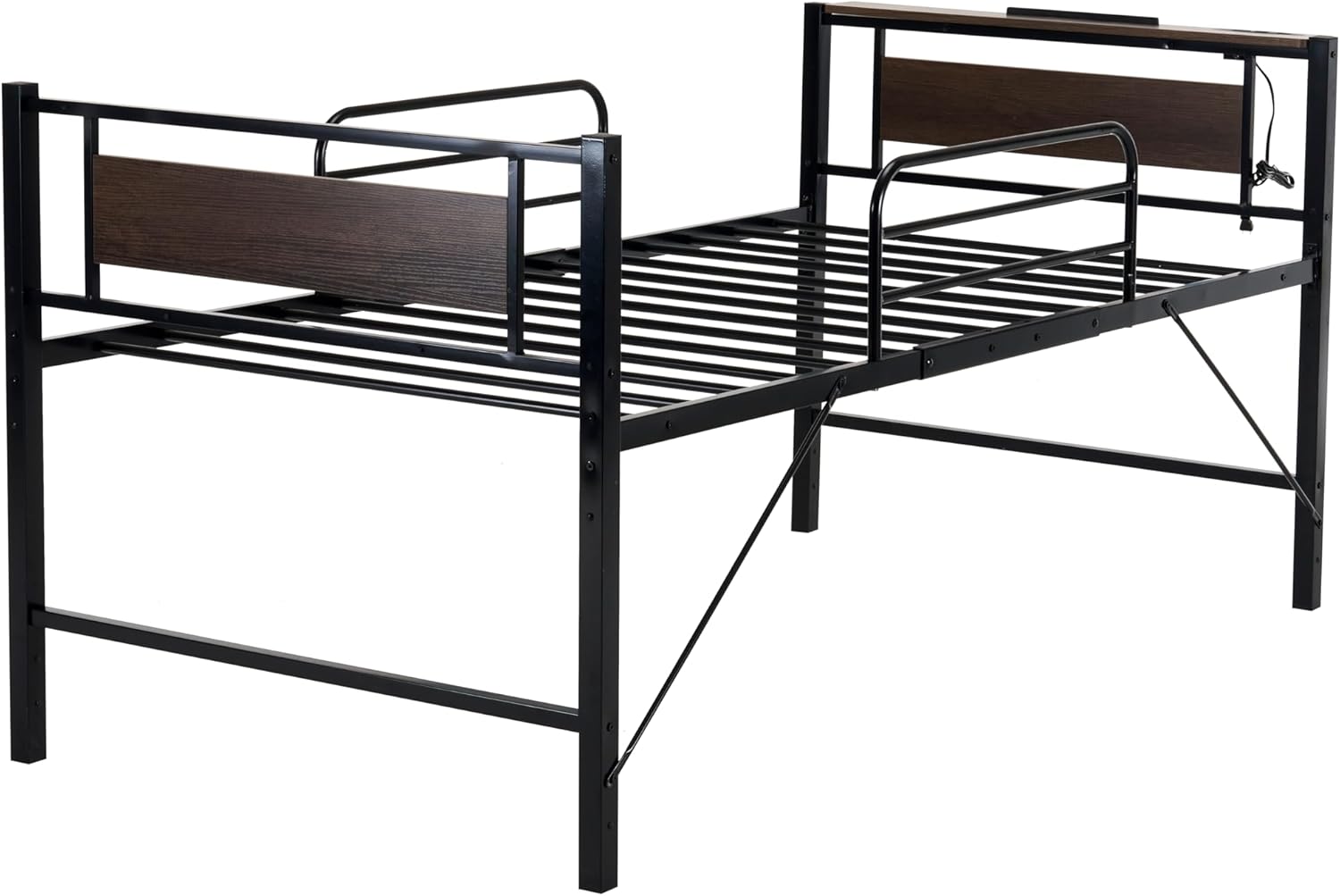 【ブラック】ロータイプベット 宮棚　ベッド シングル ロング 高さ調節 3段階 ロータイプベット 宮棚シングル ロング 高さ調節 3段階収納付